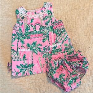 Lilly Pulitzer Pink and Green baby shift & bloomers